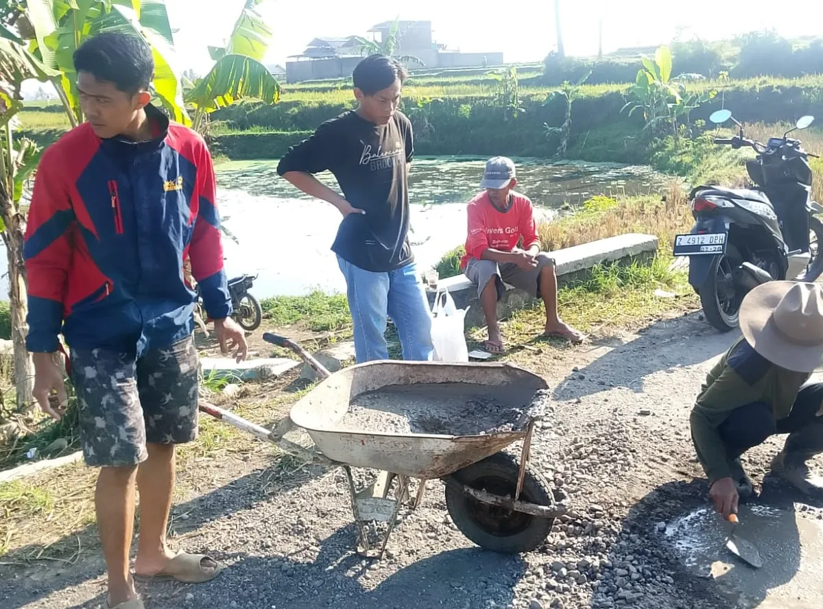 Kepala Desa Situsaeur Bersama Warga Laksanakan Perbaikan Jalan Secara Swadaya