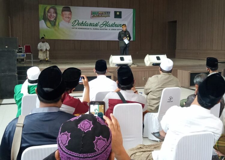 KH. Ibnu Athoilah Yusup, Pimpin Deklarasi Dukungan Hasbuna Untuk Kemenangan Paslon NU pasti Sabilulungan