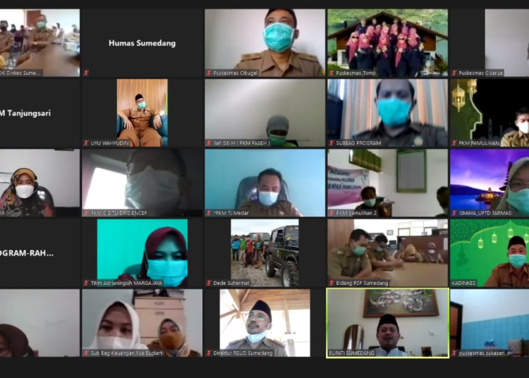 Bupati Halal Bihalal Secara Virtual dengan Jajaran Dinkes Sumedang
