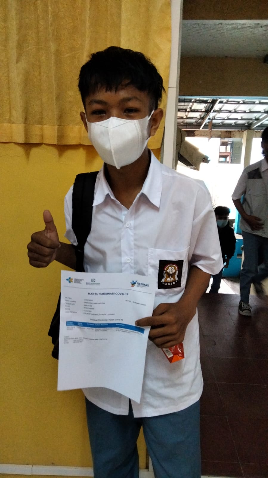 Siswa Kepala SMK MJPS 1 usai divaksin