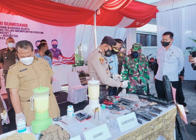 Kapolres Bersama BNN dan Forkopimda Hadiri Pemusnahan Barang Bukti