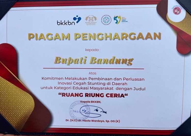 Krenn, Ruang Riung Ceria, Hasilkan Bupati Kembali Raih Penghargaan Penurunan Stunting Tingkat Jabar