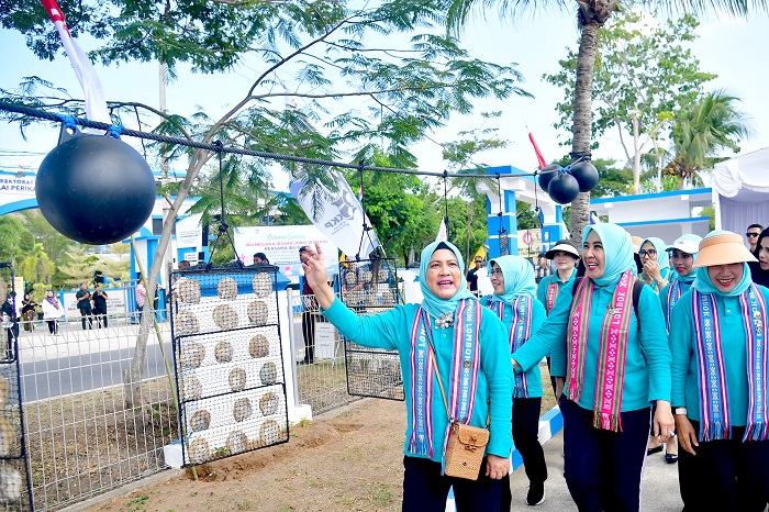 Ibu Iriana Panen Mutiara dan Tinjau UMKM di Balai Perikanan Budidaya Laut Lombok