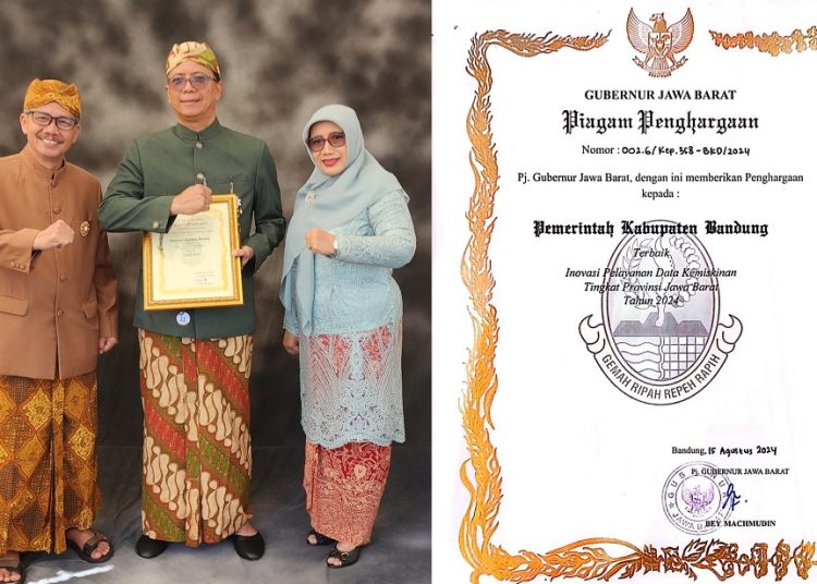 Bedas Pisan! Bupati Bandung Kembali Raih Penghargaan Kinerja Inovasi Data Kemiskinan Terbaik Se-Jawa Barat