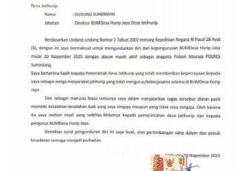 Pengunduran Diri Direktur BUMDes Hurip Jaya Resmi Dlayangkan Aipda Dudung Suherman